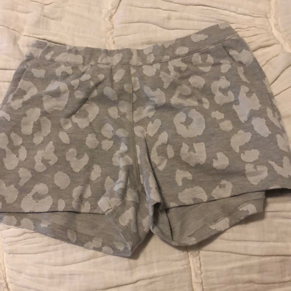 Gray shorts.